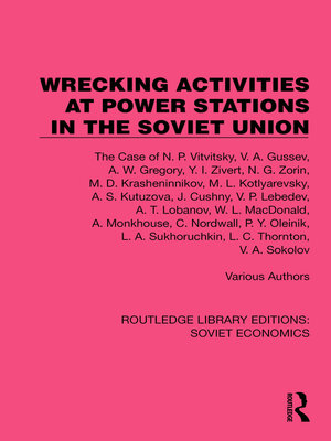 cover image of Wrecking Activities at Power Stations in the Soviet Union